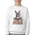 Cute Reading Bunny With Glasses Books Bookworm Reader Book Premium Tri-Blend Youth Crewneck Sweatshirt