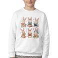 Cute Teacher Bunny Rabbit Reading Easter Bunnies Book Lovers Youth Crewneck Sweatshirt