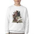Dog Book Flower Youth Crewneck Sweatshirt