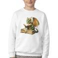 Dragon Bookworm Reading Book Graphic Youth Crewneck Sweatshirt Dragon Bookworm Reading Book Graphic Youth Crewneck Sweatshirt