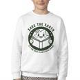 Earth Day 2025 Save Earth It´s Only Planet With Books Reader Youth Crewneck Sweatshirt