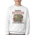 Easily Distracted By Cats And Books Vintage Youth Crewneck Sweatshirt Easily Distracted By Cats And Books Vintage Youth Crewneck Sweatshirt