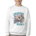 Easily Distracted By Dragons And Books Bookworm Youth Crewneck Sweatshirt Easily Distracted By Dragons And Books Bookworm Youth Crewneck Sweatshirt