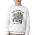 Easily Distracted By Plants Cats & Books Planting Gardening Youth Crewneck Sweatshirt