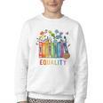 Equal Rights Book Flower Equality Peace Love Kindness Book Youth Crewneck Sweatshirt