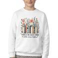 Floral Book There's No Such Thing As Too Many Book Lover Youth Crewneck Sweatshirt
