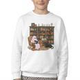Ghost Reading Book Cat Lover Halloween Reading Enthusiast Youth Crewneck Sweatshirt Ghost Reading Book Cat Lover Halloween Reading Enthusiast Youth Crewneck Sweatshirt