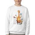 Giraffe Reading Tea Books Coffee Book Lover Graphic Youth Crewneck Sweatshirt