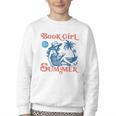 Girl Reading Book Summer Beach Vacation For Book Lover Youth Crewneck Sweatshirt