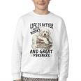 Great Pyrenees Dog Breed Life Is Better With Books And Great Youth Crewneck Sweatshirt Great Pyrenees Dog Breed Life Is Better With Books And Great Youth Crewneck Sweatshirt