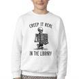 Halloween Skeleton Pun Book Lover Library Joke Youth Crewneck Sweatshirt