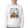 Haunted By My TBR Boo Halloween Book Lover Librarian Youth Crewneck Sweatshirt