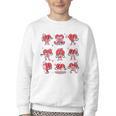 Heart Holding Reading Books Valentine Teacher Book Lover Youth Crewneck Sweatshirt