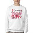 HUGvyn One Loved Teacher Valentine Book Heart Reading Bow Youth Crewneck Sweatshirt HUGvyn One Loved Teacher Valentine Book Heart Reading Bow Youth Crewneck Sweatshirt