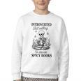 Introvert Read Spicy Books Lover Bookworm Skeleton Reading Youth Crewneck Sweatshirt