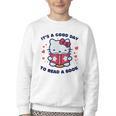 It's a Good Day To Read a Book Cute Cat Book Day Girls Boys Youth Crewneck Sweatshirt