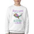 Just a Girl Who Loves Sloths And Books Youth Crewneck Sweatshirt