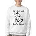Life Is Better With Books Cats And Coffee Shirt Youth Crewneck Sweatshirt