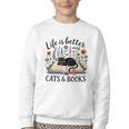 Life Is Better With Cats And Books Youth Crewneck Sweatshirt Life Is Better With Cats And Books Youth Crewneck Sweatshirt