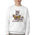 Life Is Better With Cats Coffee Books Cat Reading Book Youth Crewneck Sweatshirt Life Is Better With Cats Coffee Books Cat Reading Book Youth Crewneck Sweatshirt