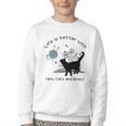 Life Is Better With Yarn Cats And Books Youth Crewneck Sweatshirt Life Is Better With Yarn Cats And Books Youth Crewneck Sweatshirt