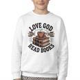 Love God Drink Coffee Read Books – Vintage Spiritual Reading Youth Crewneck Sweatshirt