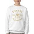 Love God Drink Coffee Read Books Lovers Vintage Christian Youth Crewneck Sweatshirt