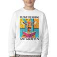 Love Reading And Giraffes Cute Giraffe Reading Book Lovers Youth Crewneck Sweatshirt