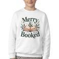 Merry And Booked Holiday Reading Winter Book Lover Premium Tri-Blend Youth Crewneck Sweatshirt