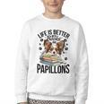 Papillon Dog Breed Life Is Better With Books And Papillons Youth Crewneck Sweatshirt Papillon Dog Breed Life Is Better With Books And Papillons Youth Crewneck Sweatshirt