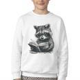 Raccoon With Book Cute Raccoons Reading Books Youth Crewneck Sweatshirt