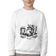 Raccoon Reading A Book Vintage Trash Reader Youth Crewneck Sweatshirt