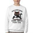 Read Banned Books Drink Coffee Fight Evil Retro Cat Youth Crewneck Sweatshirt Read Banned Books Drink Coffee Fight Evil Retro Cat Youth Crewneck Sweatshirt
