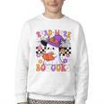 Read More Books Ghost Reading Book Teacher Halloween Youth Crewneck Sweatshirt