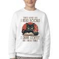 i Read Books And i Know Things Cat Reading Coffee Youth Crewneck Sweatshirt i Read Books And i Know Things Cat Reading Coffee Youth Crewneck Sweatshirt