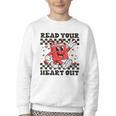 Read Your Heart Out Teacher Valentines Book Lover Youth Crewneck Sweatshirt