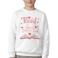 Read Your Heart Out Teacher Valentines Day Reading Book Love Premium Tri-Blend Youth Crewneck Sweatshirt