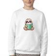 I Read Past My Bedtime Reading Sloth Book Lover Youth Crewneck Sweatshirt