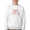 Reading Books Mom Mothers Day Coquette Pink Bow Book Lovers Youth Crewneck Sweatshirt