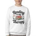 Reading Is My Therapy Book Lover Bookworm Youth Crewneck Sweatshirt Reading Is My Therapy Book Lover Bookworm Youth Crewneck Sweatshirt