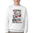 Reading Is Snow Much Fun Christmas Bookworm Snowman Reading Youth Crewneck Sweatshirt