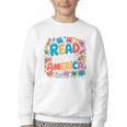 Reads Across Tee America Reading Teacher Books Reader Kids Youth Crewneck Sweatshirt Reads Across Tee America Reading Teacher Books Reader Kids Youth Crewneck Sweatshirt