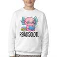 Readsolotl Cute Axolotl Reading Book Kawaii Pink Aesthetic Youth Crewneck Sweatshirt