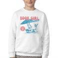 Retro Book Girl Summer Beach Vacation For Book Lover Youth Crewneck Sweatshirt