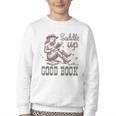 Retro Cowgirl ReadingTee Saddle Up With A Good Book Western Youth Crewneck Sweatshirt Retro Cowgirl ReadingTee Saddle Up With A Good Book Western Youth Crewneck Sweatshirt