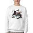 Retro Cute Cat Floral Book Librarian Vintage Floral Cat Book Youth Crewneck Sweatshirt