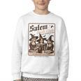 Salem Book Club Bookish Halloween Retro Salem Witch Book Youth Crewneck Sweatshirt