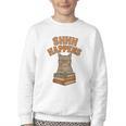 SHHH Happens Librarian Cat Books Library Youth Crewneck Sweatshirt