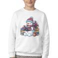 Snowman Reading Book Lovers Christmas Bookworm Librarian Youth Crewneck Sweatshirt Snowman Reading Book Lovers Christmas Bookworm Librarian Youth Crewneck Sweatshirt