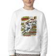 Softball Outfielder Best Traits Brave Retro Comic Book Art Premium Tri-Blend Youth Crewneck Sweatshirt